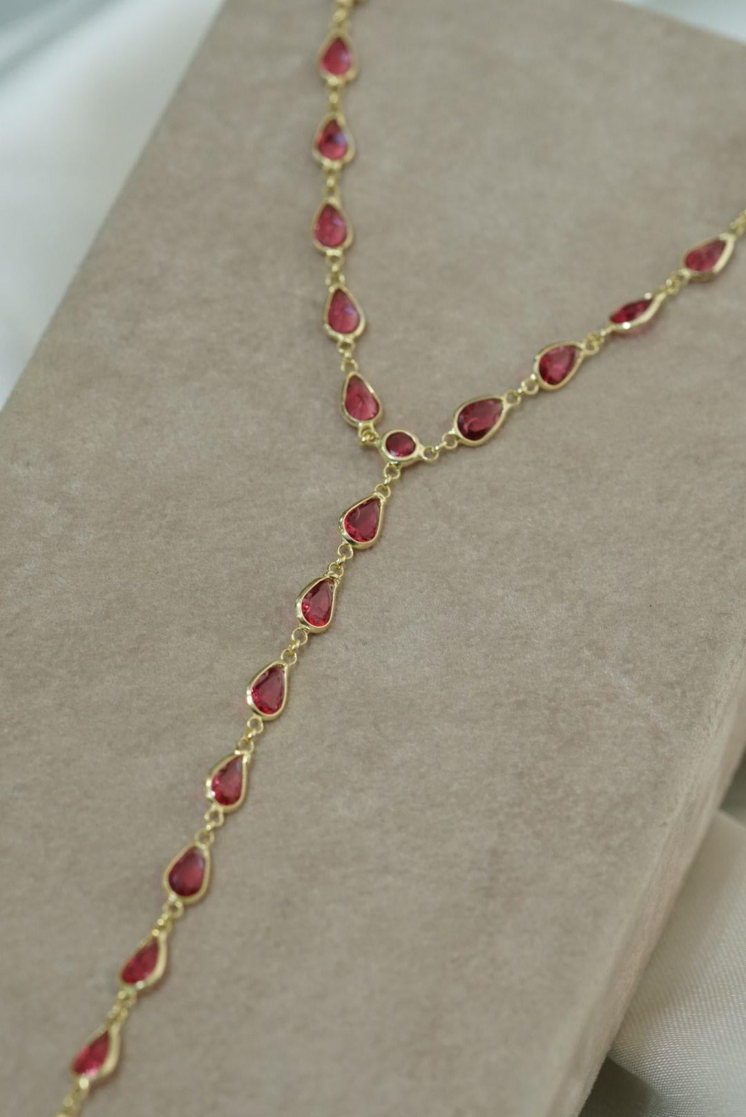 Kırmızı Taşlı Y Kolye