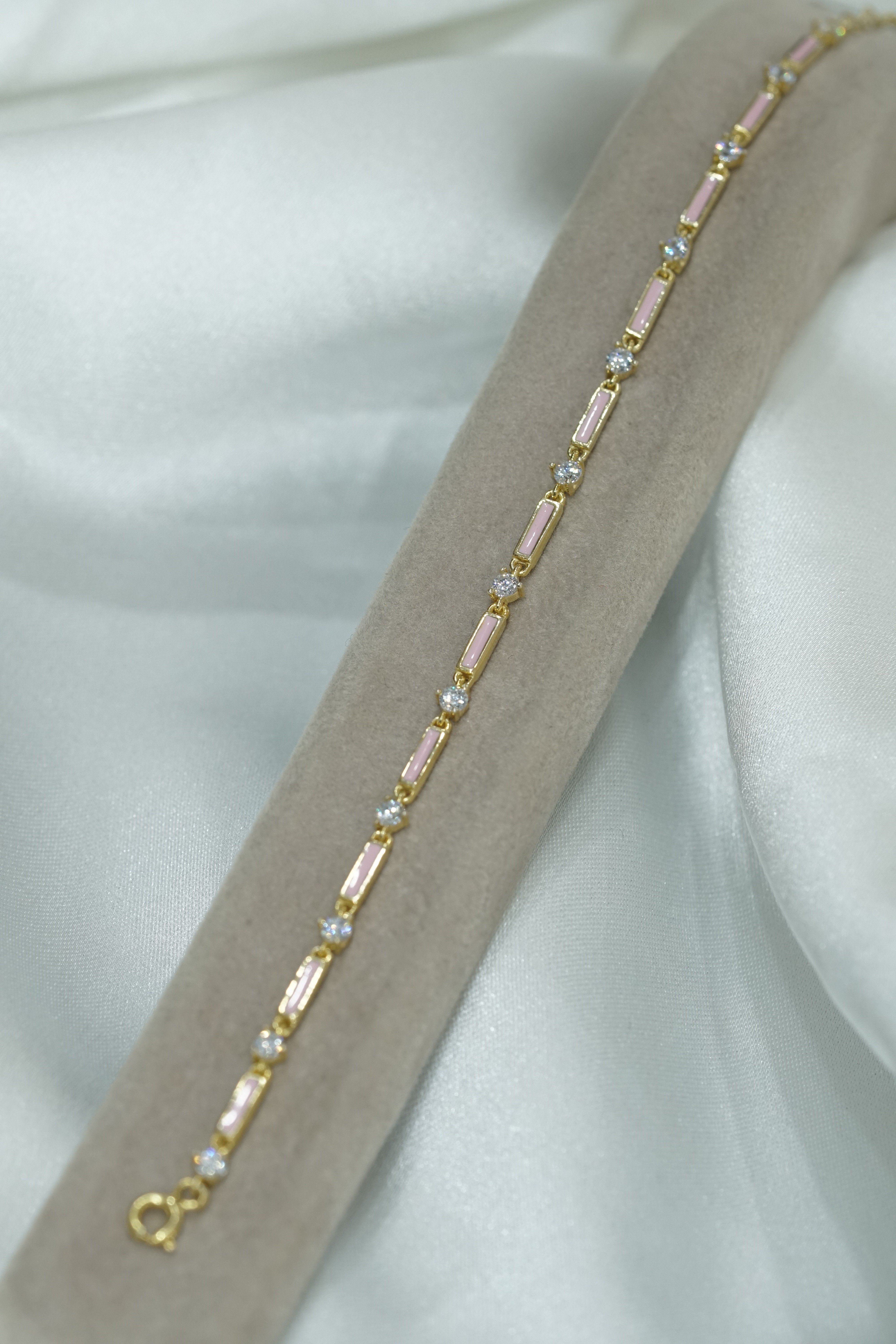 Pembe Mineli Bileklik