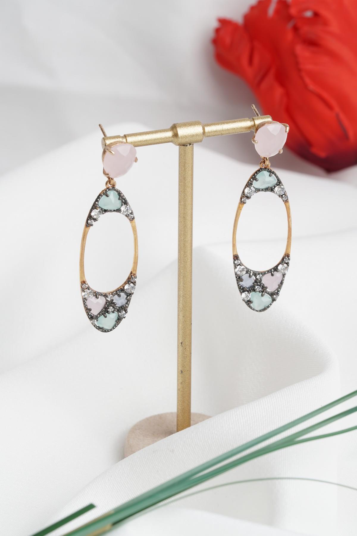 Renk Renk Taş Küpe 