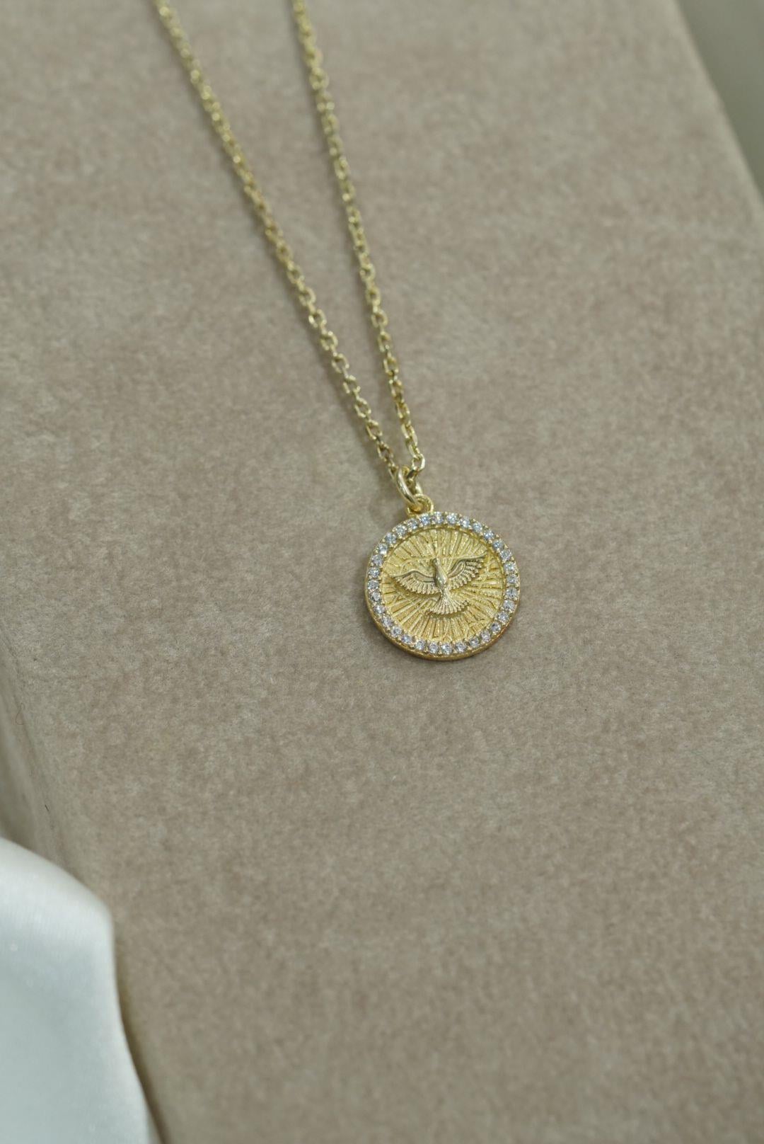 Taşlı Anka Madalyon Kolye