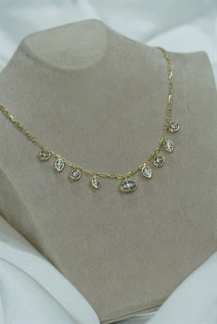 Sıralı Taşlı Charm Kolye