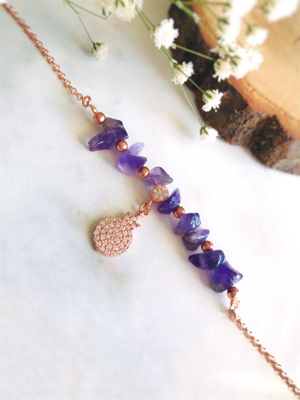 Ametist Taşlı Nar Bileklik