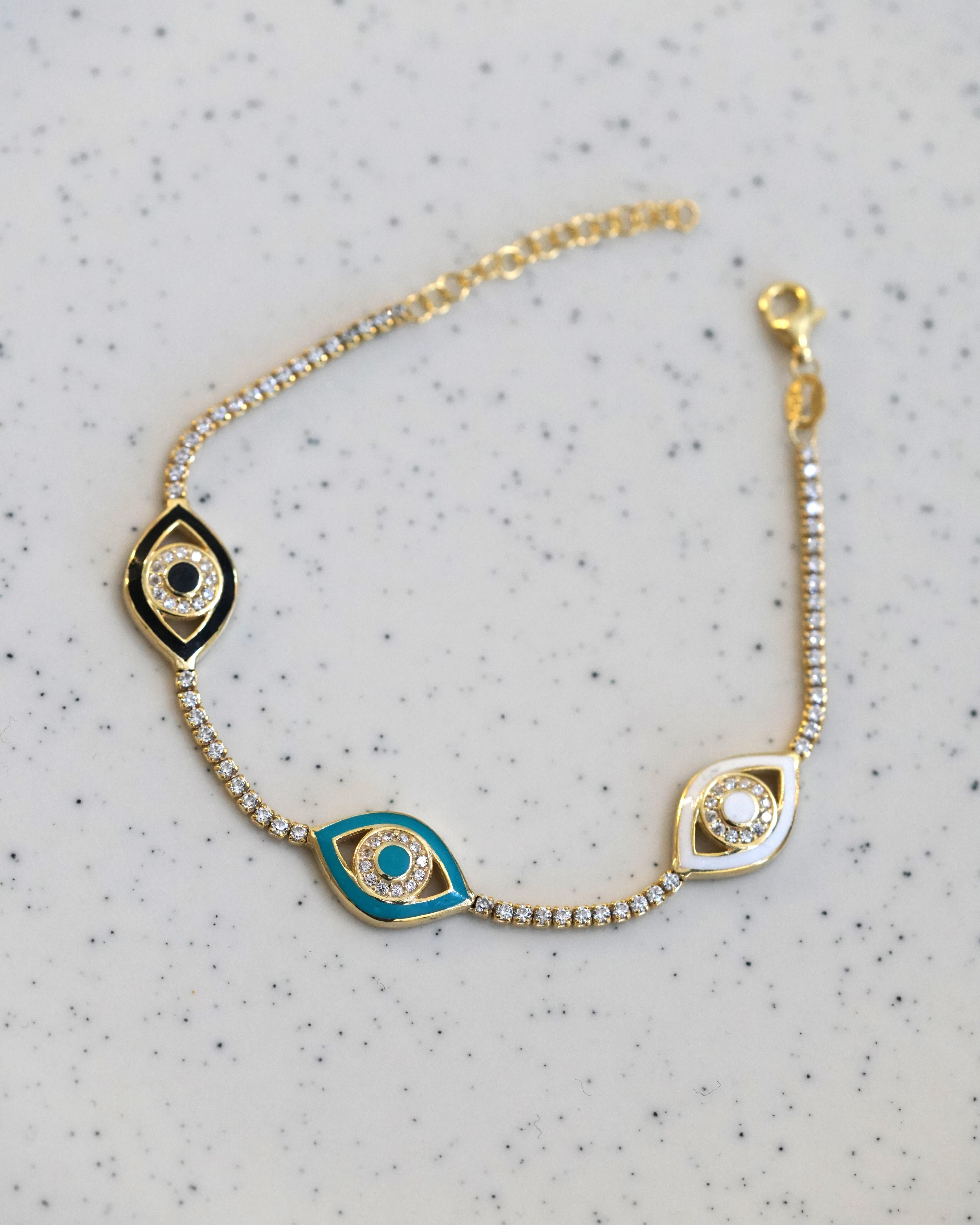 Göz Bileklik renkli mineli 