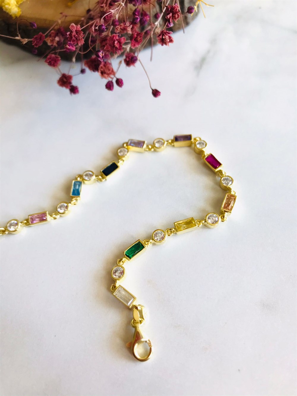 İtalyan Renkli Taşlı Bileklik