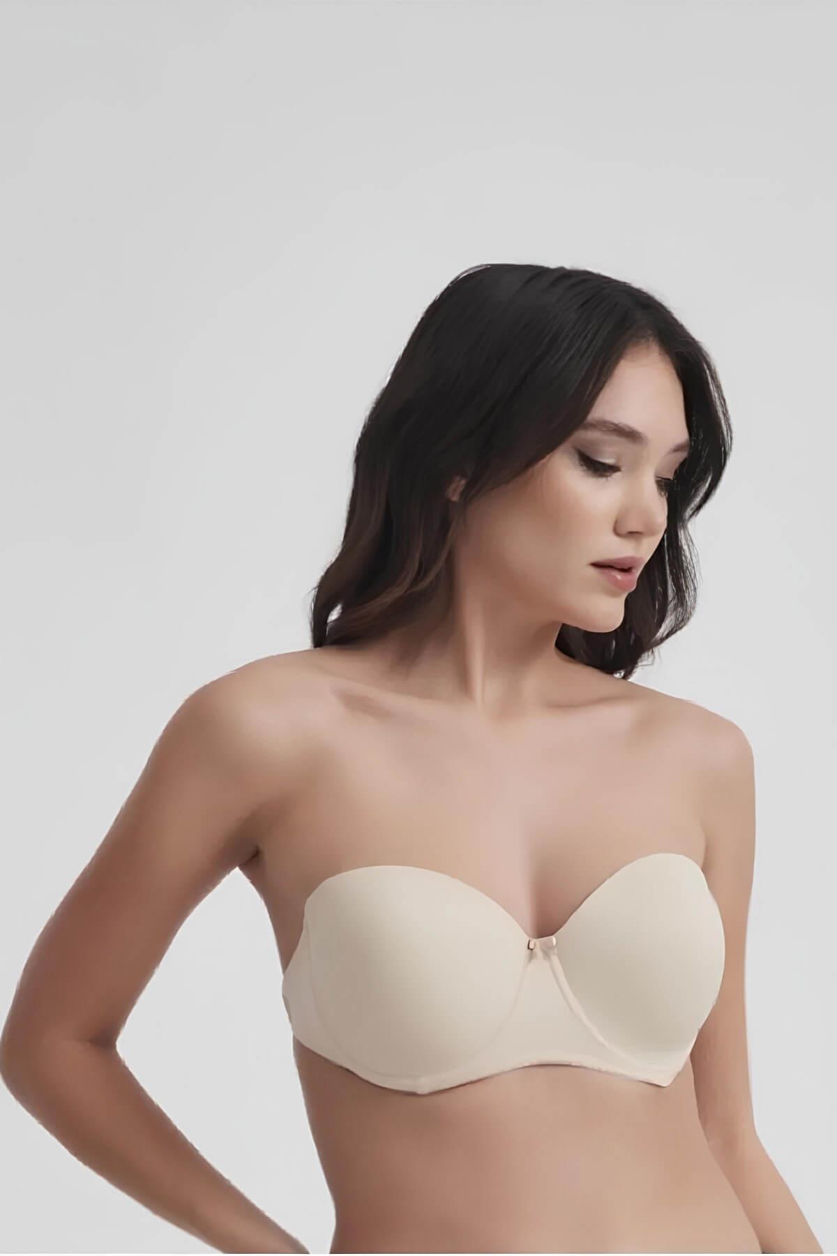 Moonlight Straplez Destekli Push Up Sırtı Şeffaf Sütyen