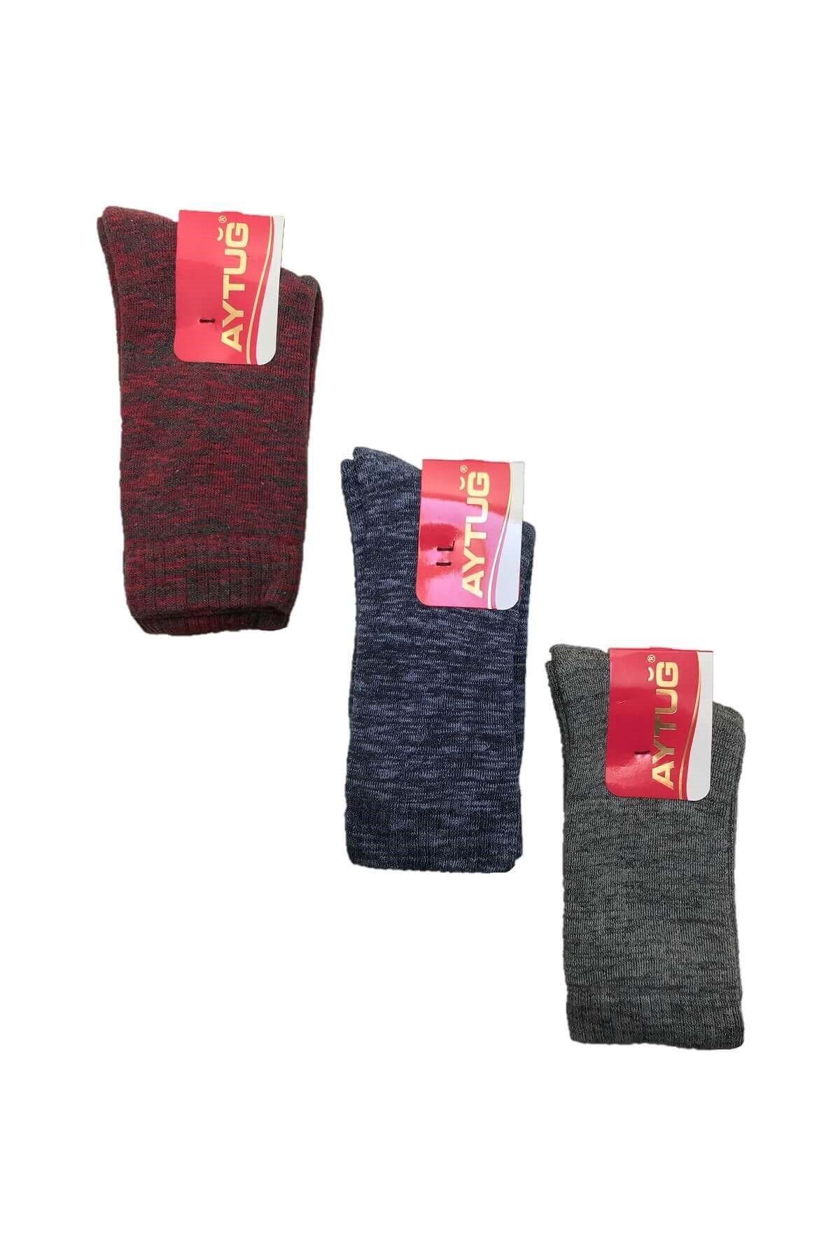 Aytuğ Kadın Renkli Kışlık Termal Soket Çorap 3'lü Paket