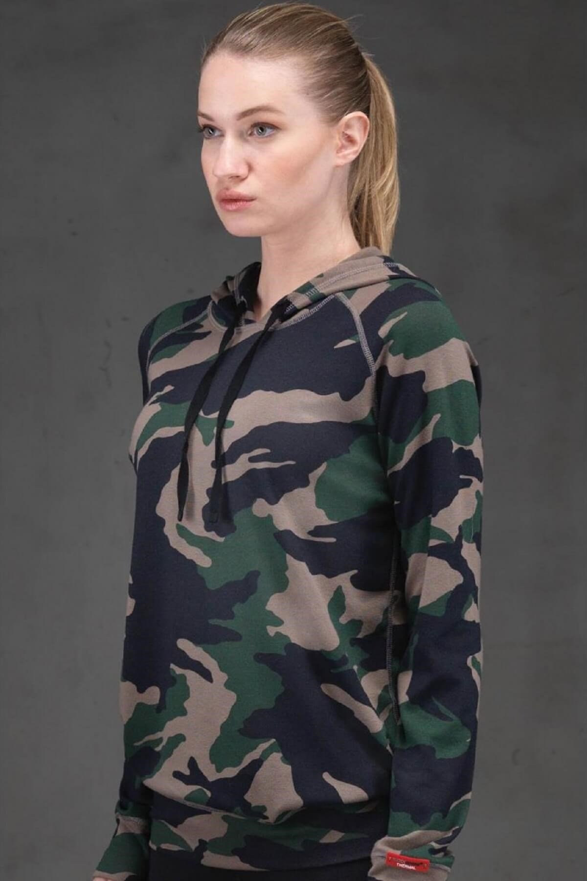 Blackspade Kadın 2. Seviye Kapüşonlu Kamuflaj Desenli Termal Sweatshirt