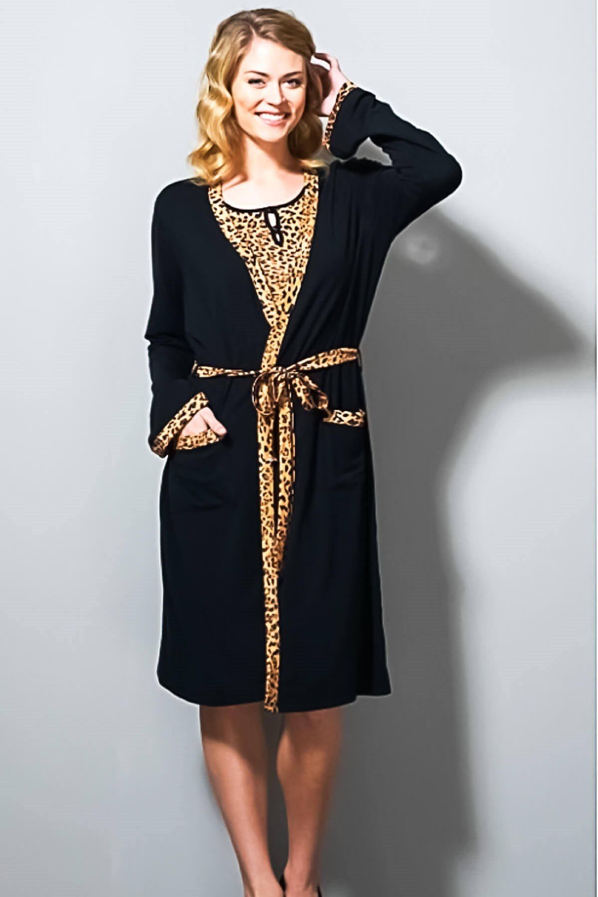 Blackspade Kadın %94 Modal Leopar Desenli Kahverengi Sabahlık