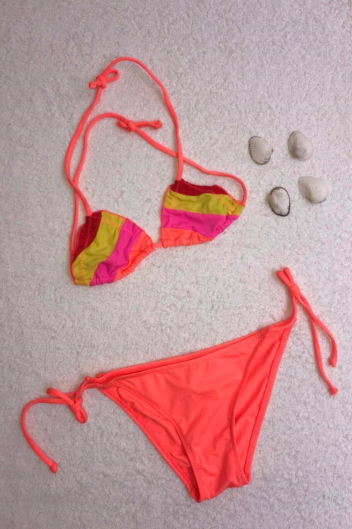 Bombi Kız Çocuk Turuncu Bikini Takımı