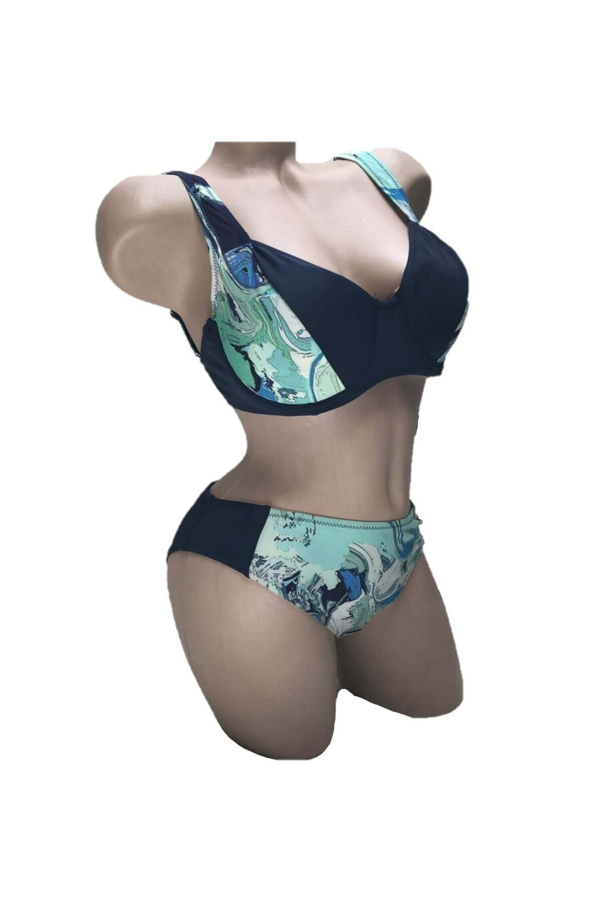 Dagi Balenli Toparlayıcı Büyük Beden Bikini Takımı Lacivert
