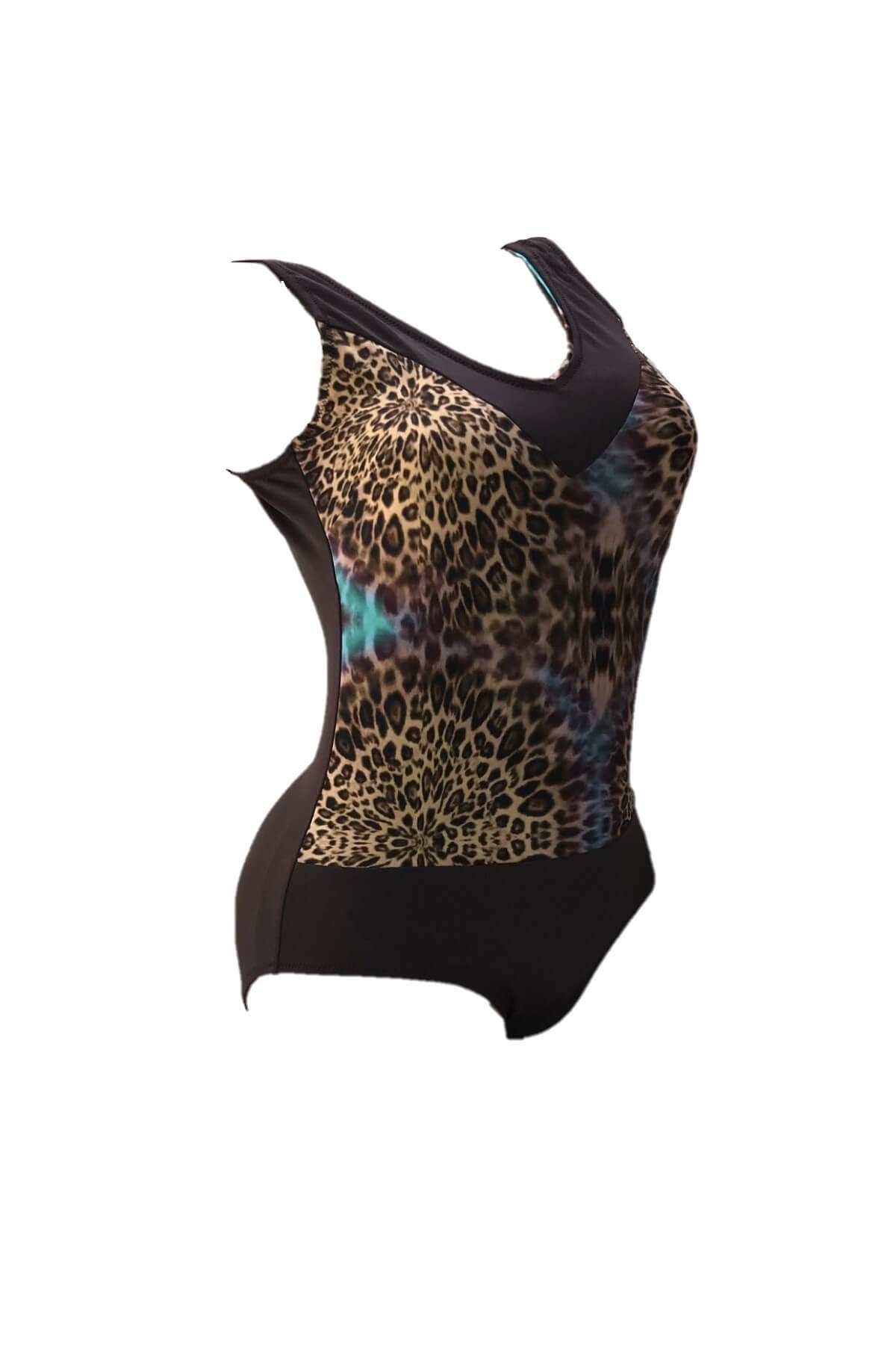 Dagi Kadın Leopar V Yaka Kalın Asılı Mayo