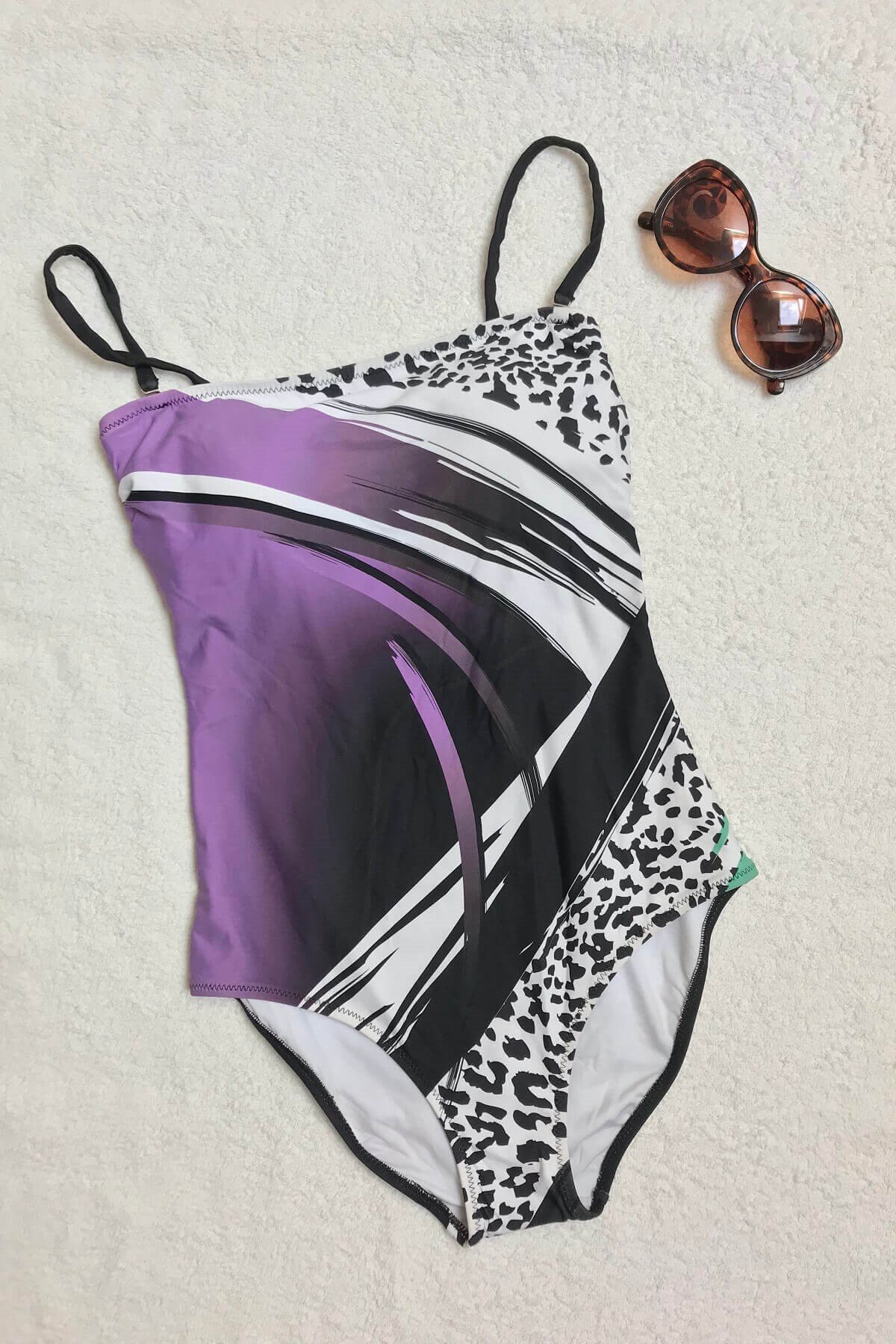 Dagi Kadın Mor Desenli Straplez Mayo