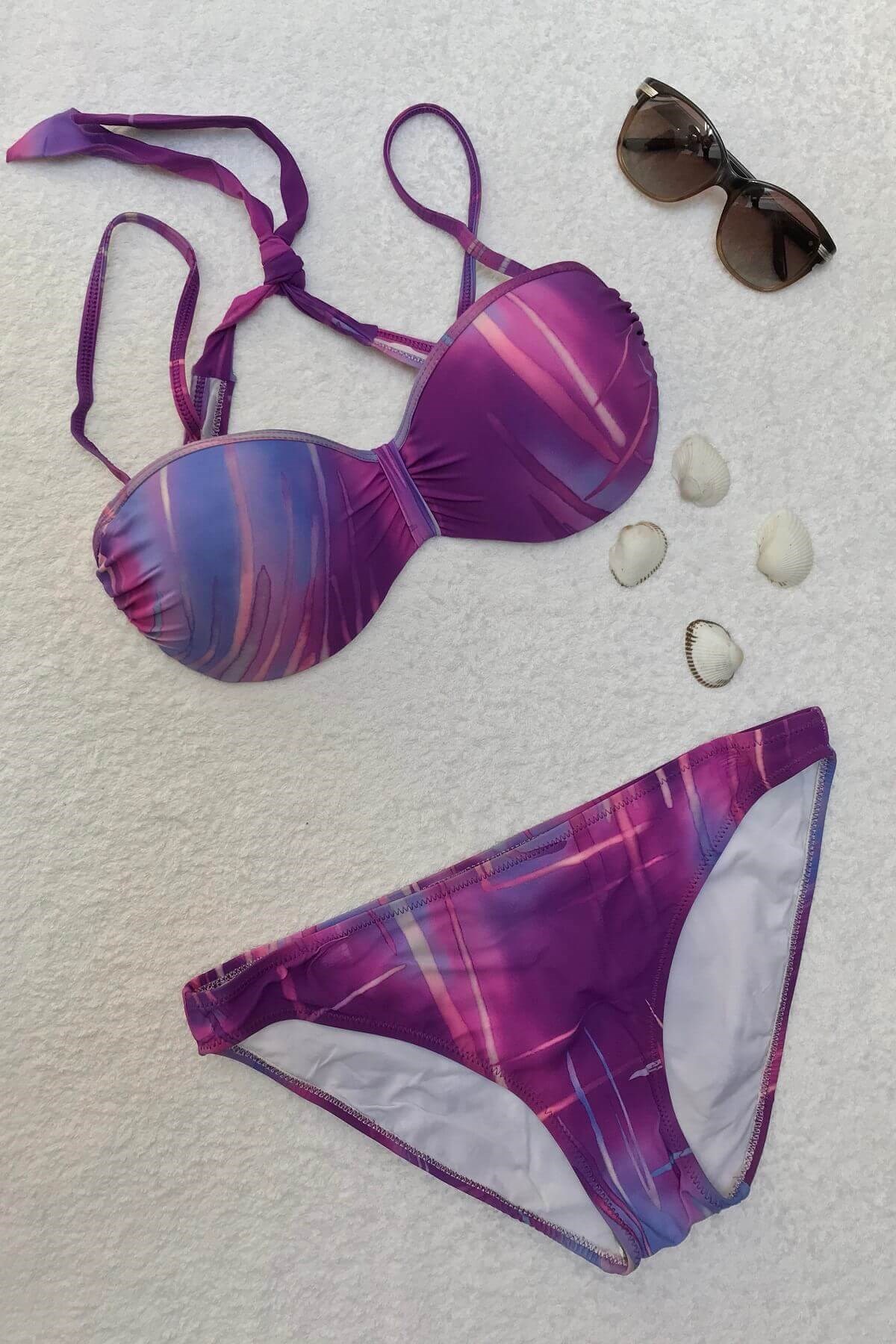 Dagi Straplez Destekli Push-Up Mor Bikini Takımı