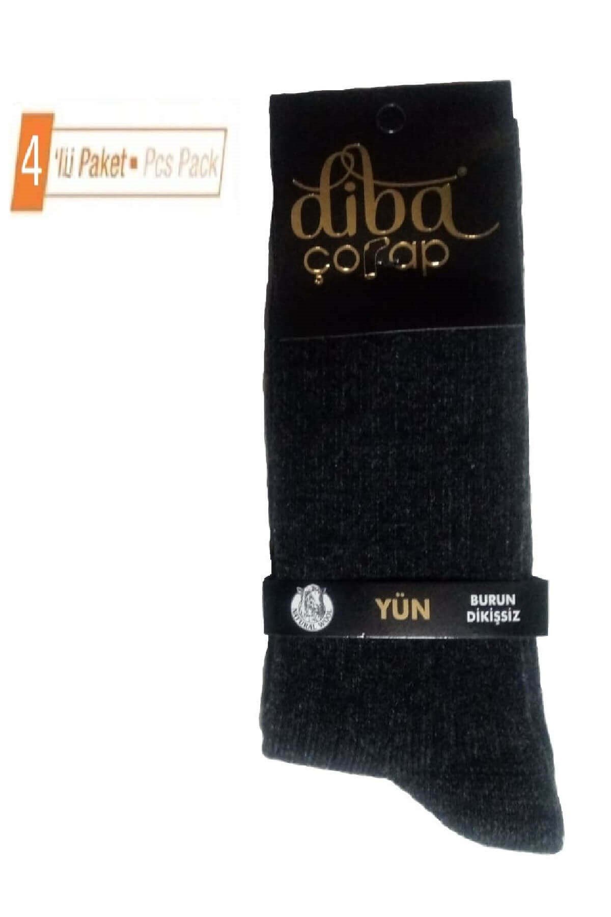 Diba Erkek Kışlık %71 Gerçek Yün 4'Lü Paket Soket  Çorap