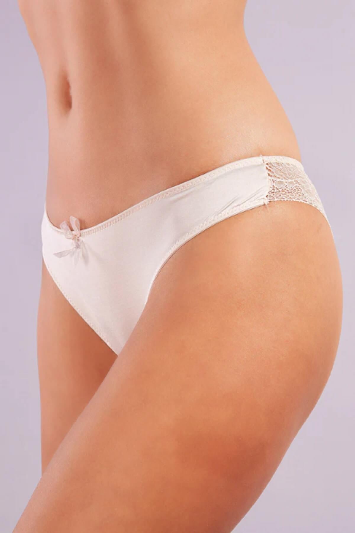 Golshan 141-011 Gala Kadın Saten Dantel Detaylı Fantezi Mini Slip & Külot
