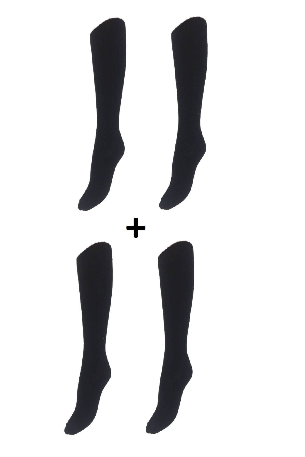 Kadın Pamuklu ( Cotton ) 2'li Paket Kışlık Diz Altı Çorap