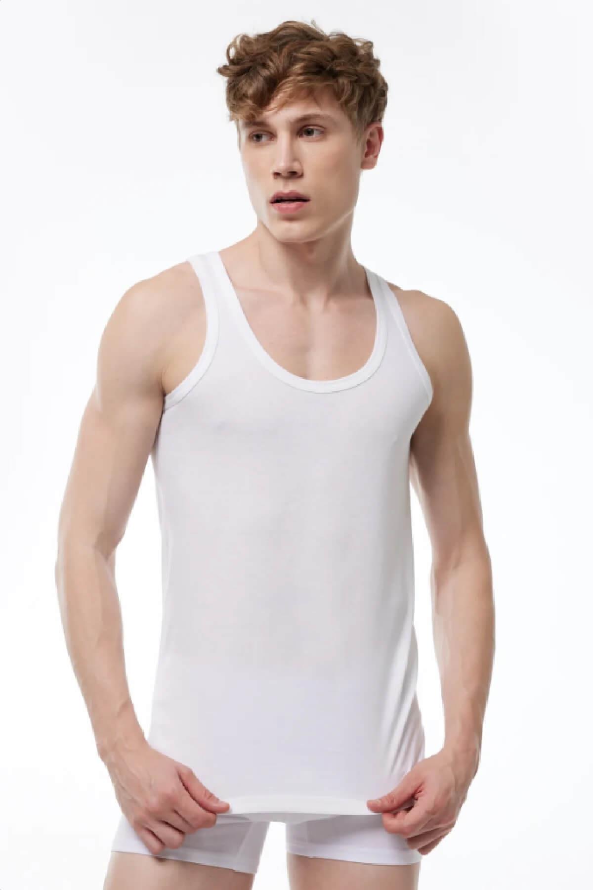 Malabadi 002 - 2 Li Erkek Beyaz %100 Pamuk Penye & Süprem Atlet