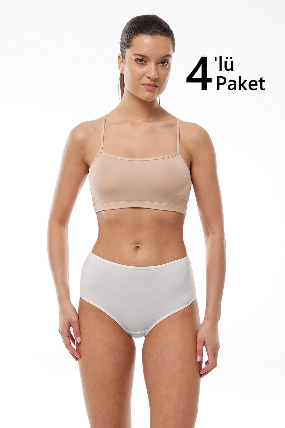 Malabadi 1030 4'Lü Paket Kadın Modal Yüksek Bel Battal Slip & Külot