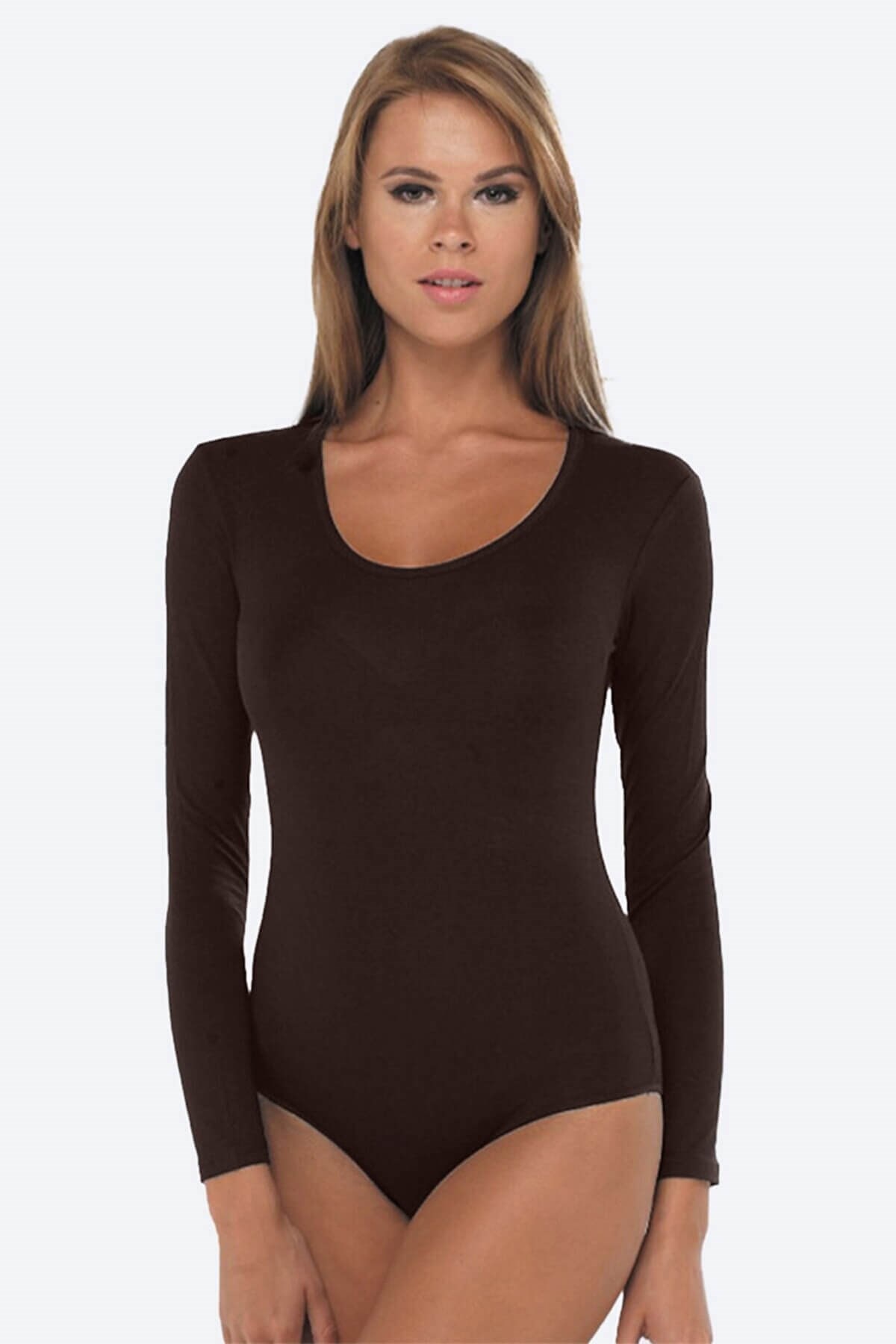 Malabadi 132 Kadın Modal Uzun Kol Açık Yaka Çıtçıtlı Body & Bodysuit