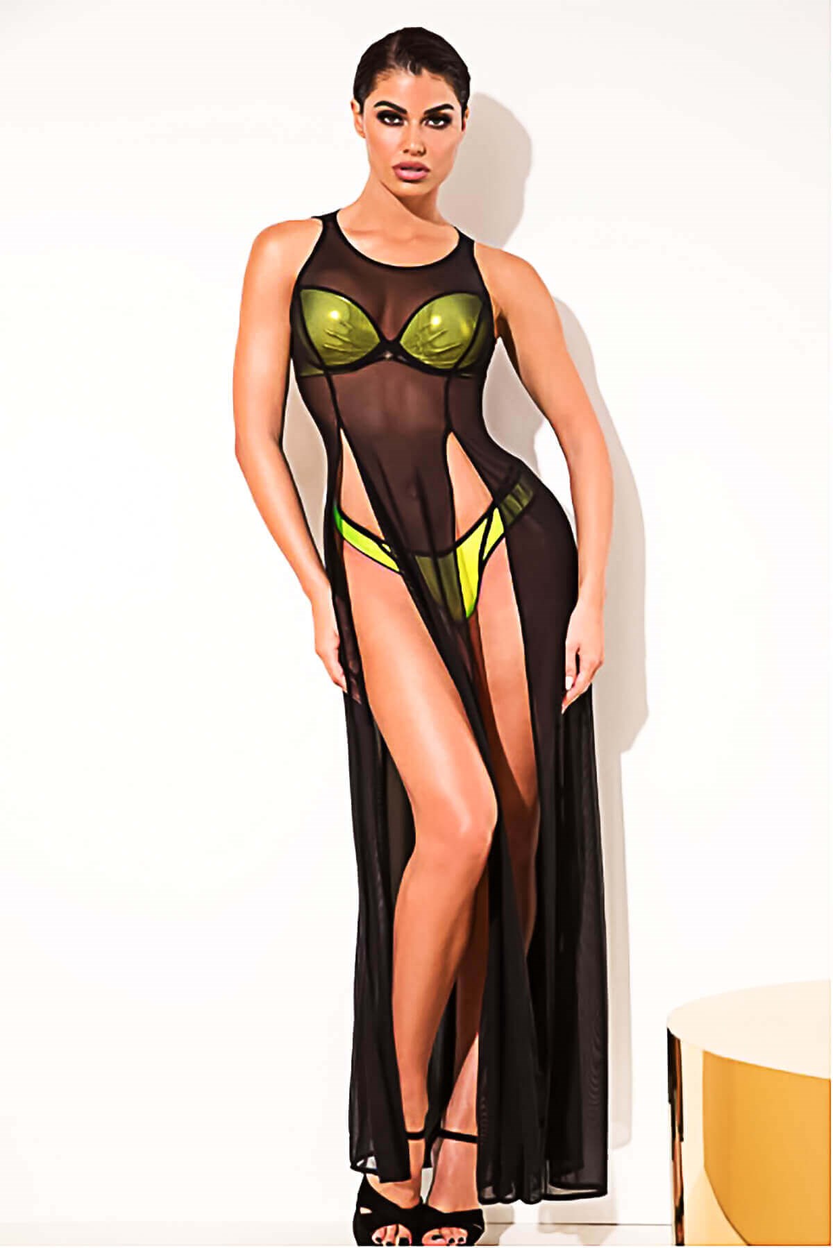 MED Kadın Maxi Plaj Elbisesi Siyah