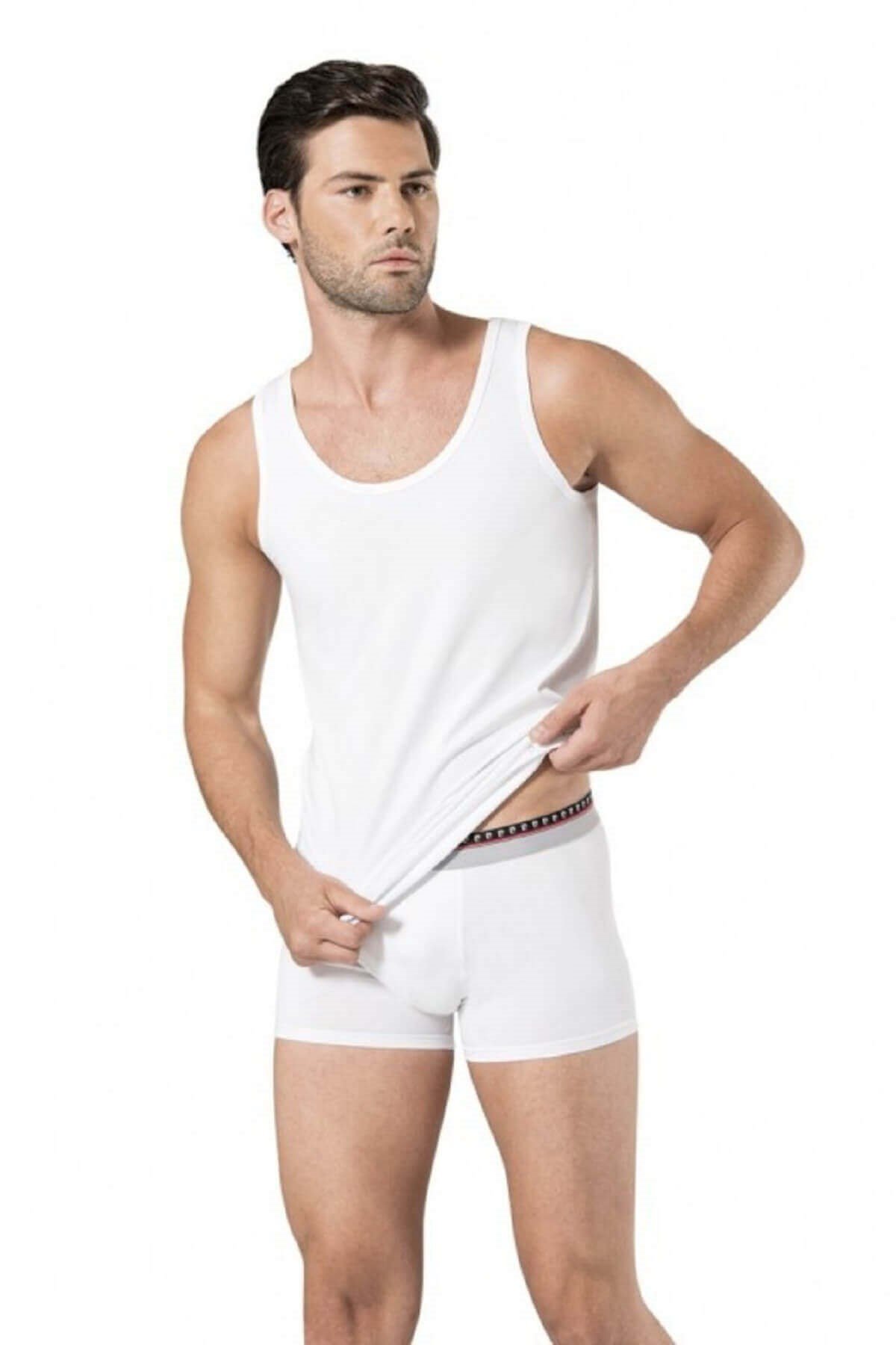 Pierre Cardin 2'li Ekonomik Paket %100 Pamuklu Erkek Beyaz Ribana Atlet