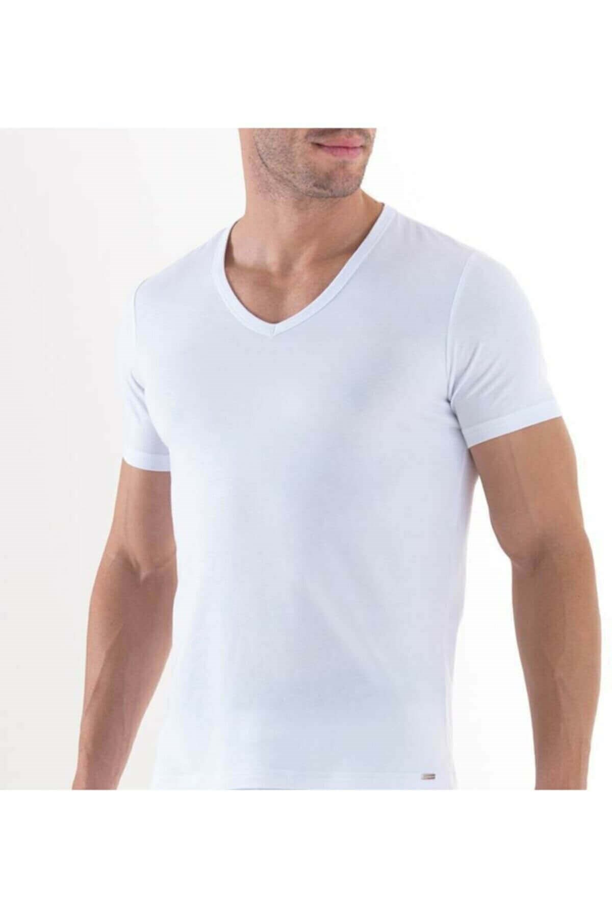 Rolfi %100 Pamuklu Erkek V Yaka Fanila T-shirt