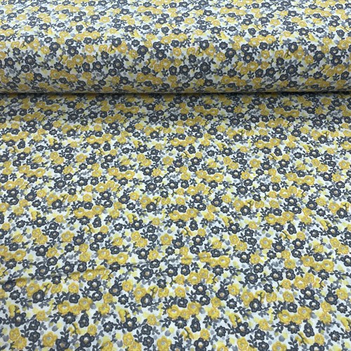 Tissu 100 % Coton - Petites Fleurs Jaune