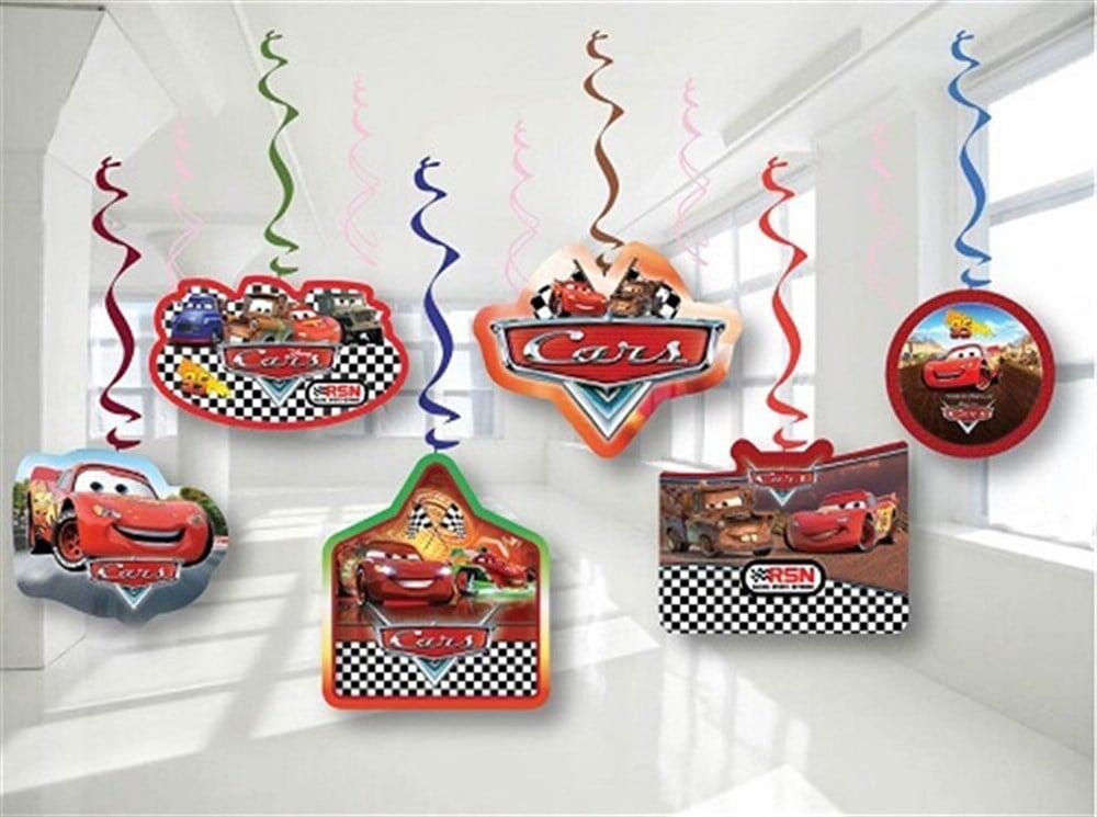 Cars Temalı Çift Taraflı Sarkıt Kağıt Süs 6lı