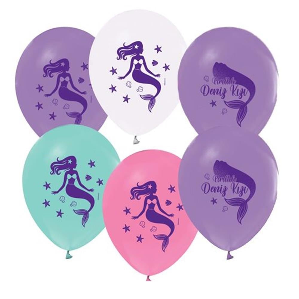 Deniz Kızı Baskılı Balon 10 Adet