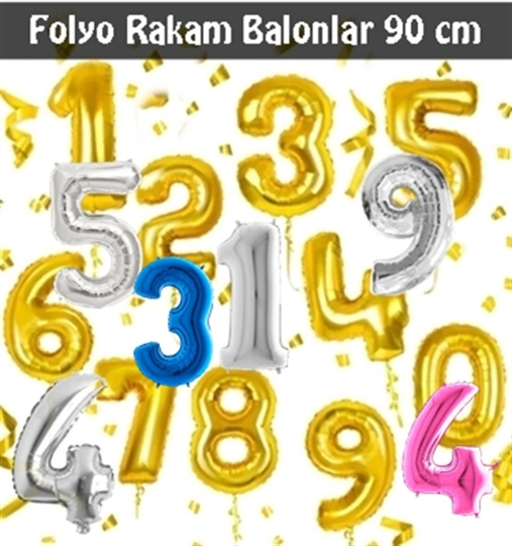 1 Folyo Rakam Balon Gümüş