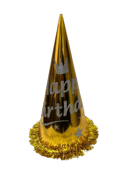 Happy Bırthday Simli Baskılı Gold Şapka