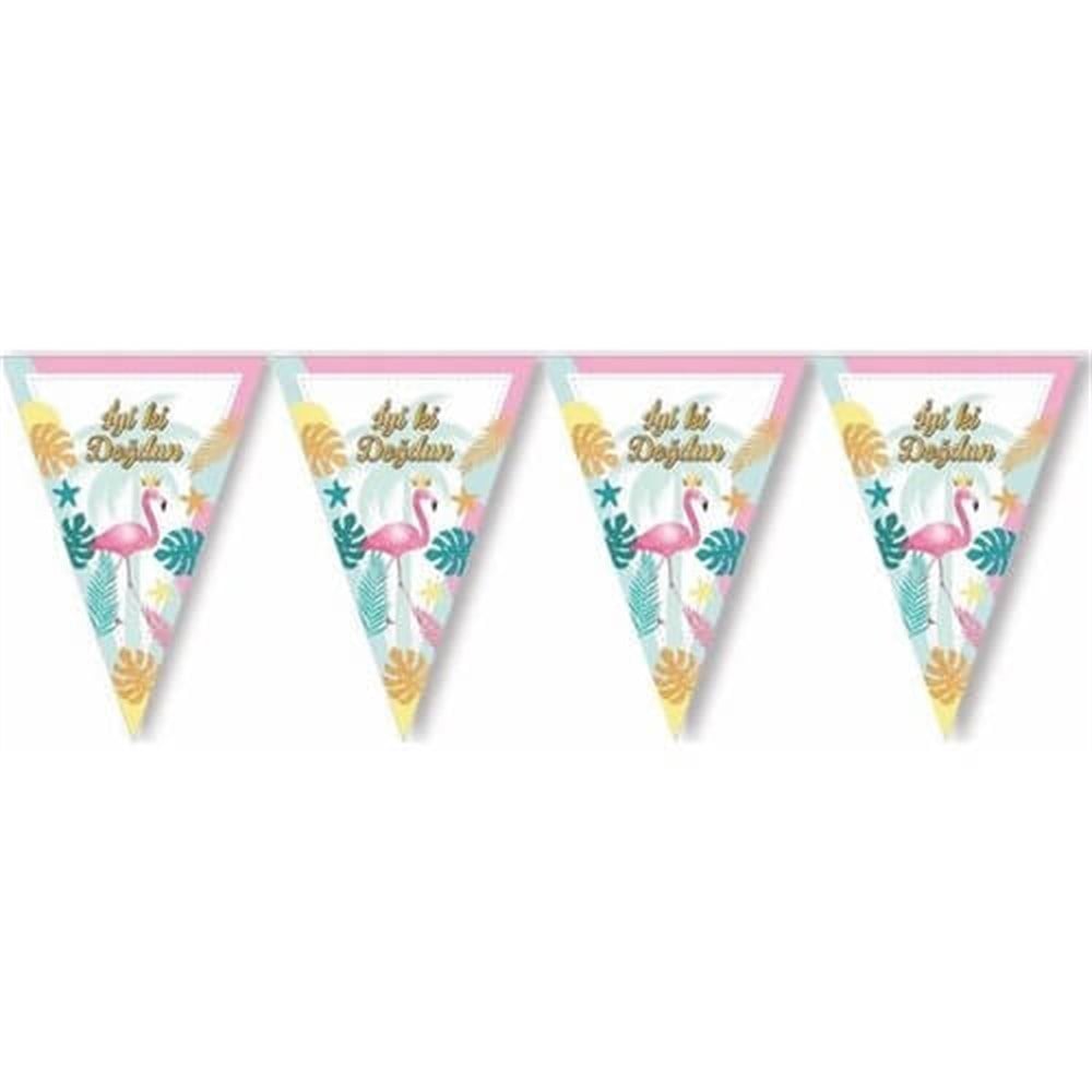 iyi ki Doğdun Flamingo Üçgen Flama 2 Mt.