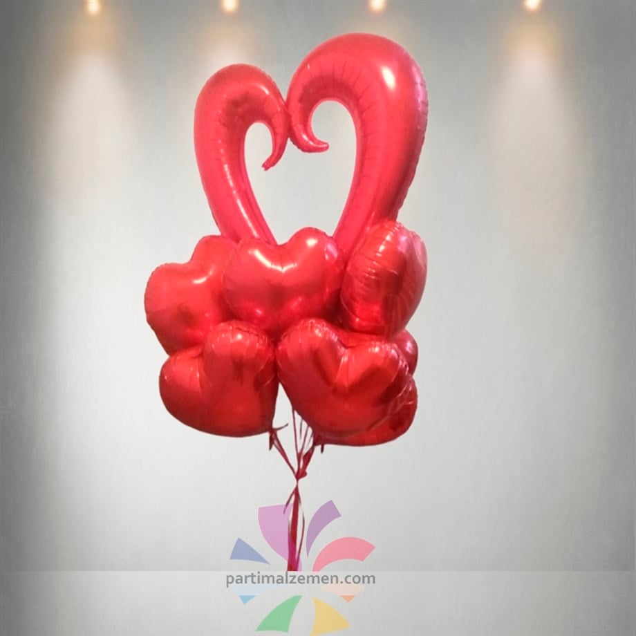 Kalpli Folyo Uçan Balon Buketi / Teslimat Dahil