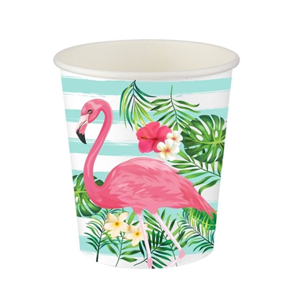 Karton Bardak 8 Adet Flamingo Desenli