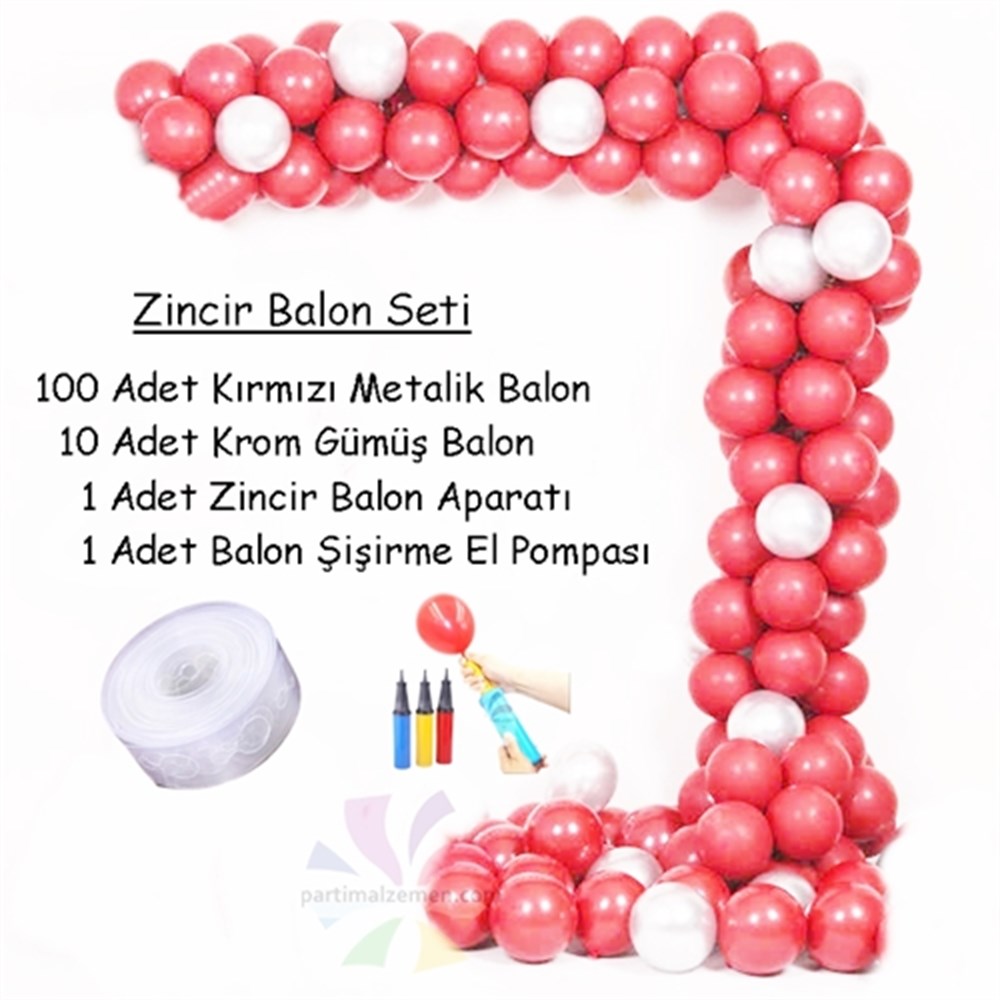 Kırmızı Zincir Balon Seti