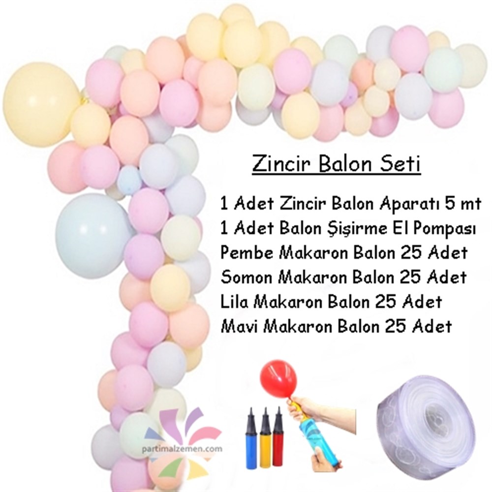 Makaron Zincir Balon Seti