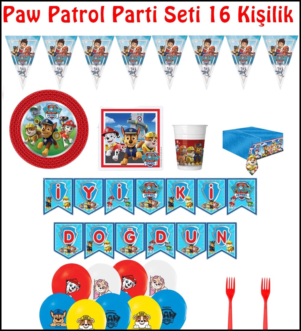 Paw Patrol Parti Seti 16 Kişilik