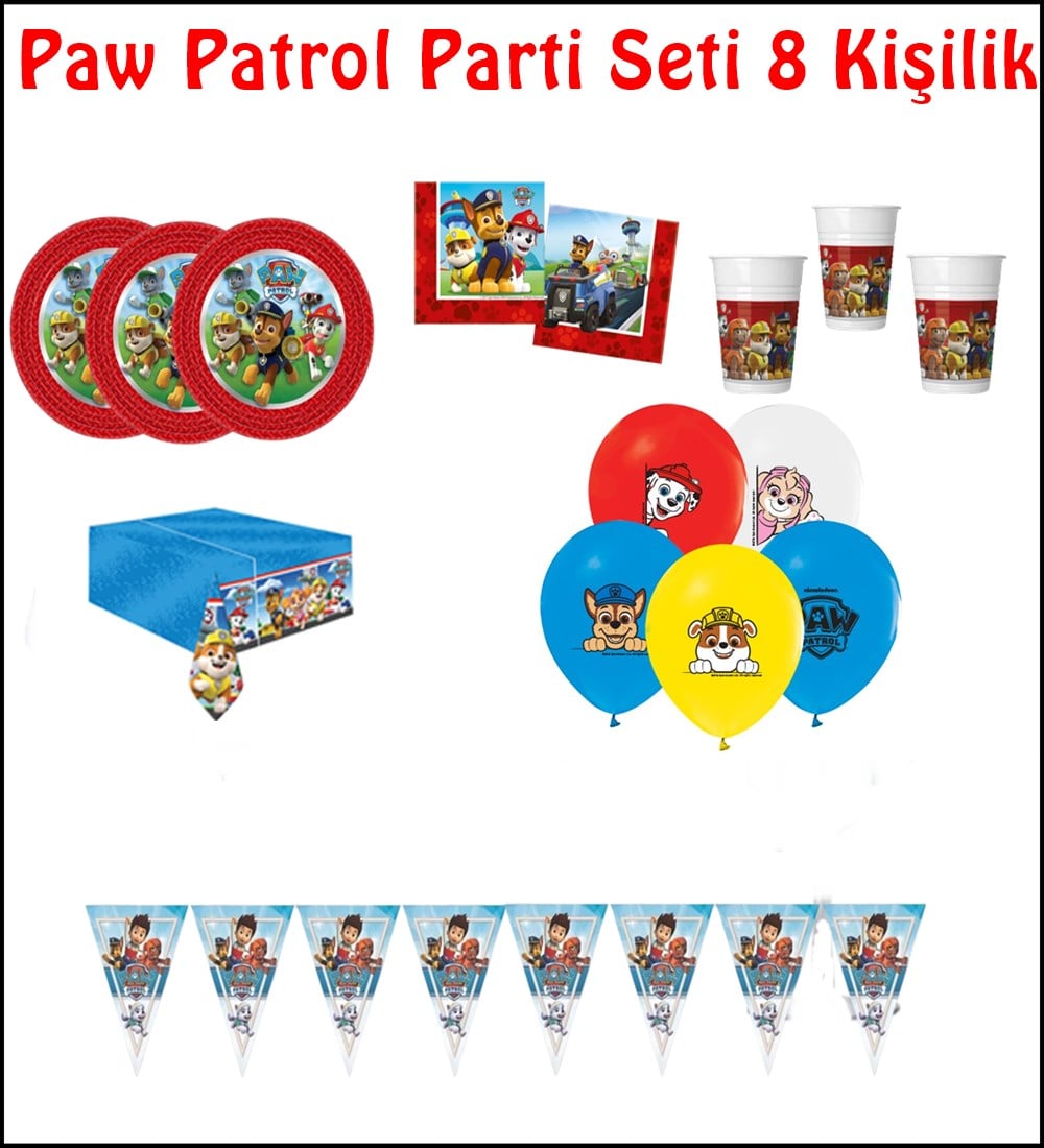 Paw Patrol Parti Seti 8 Kişilik