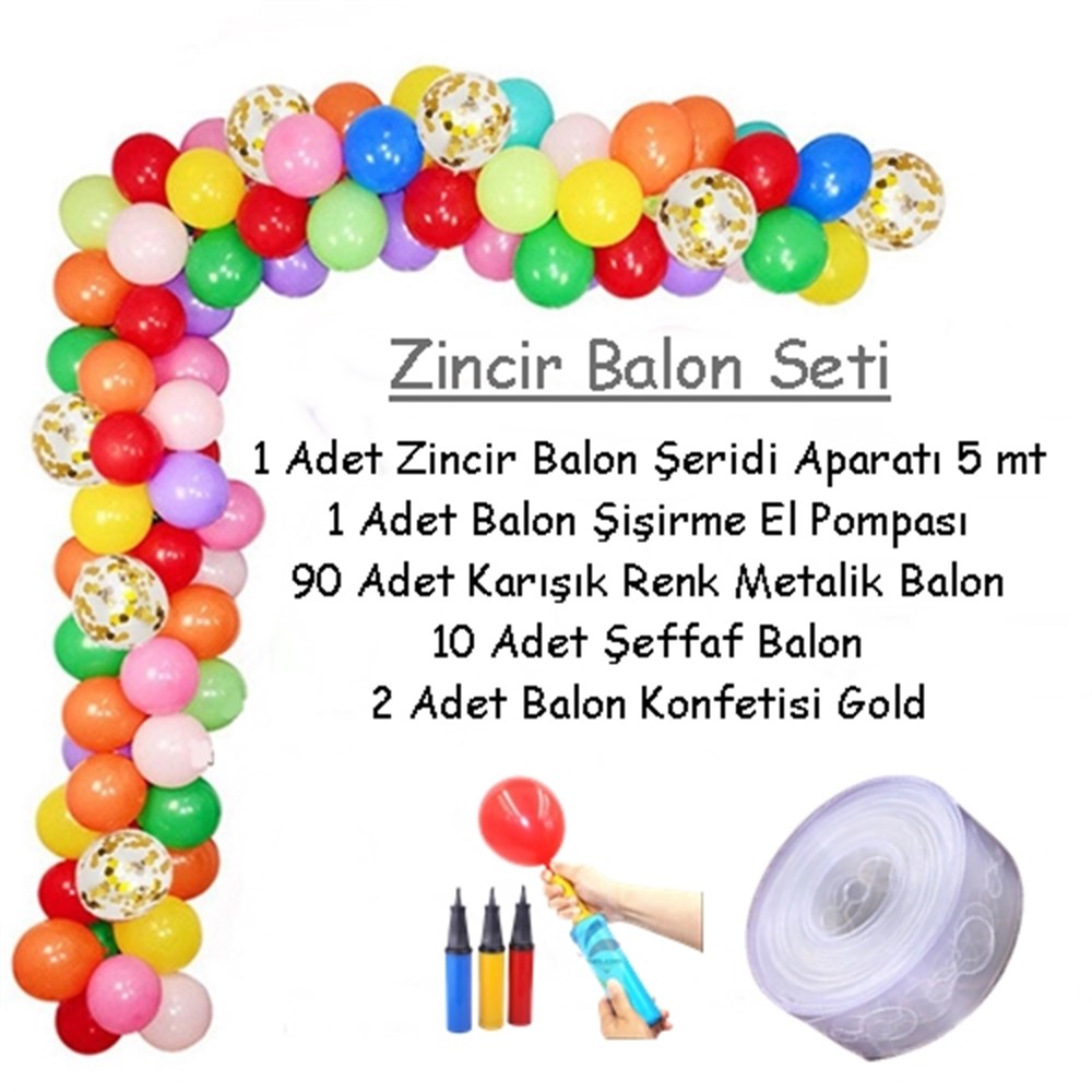 Rengarenk Zincir Balon Seti