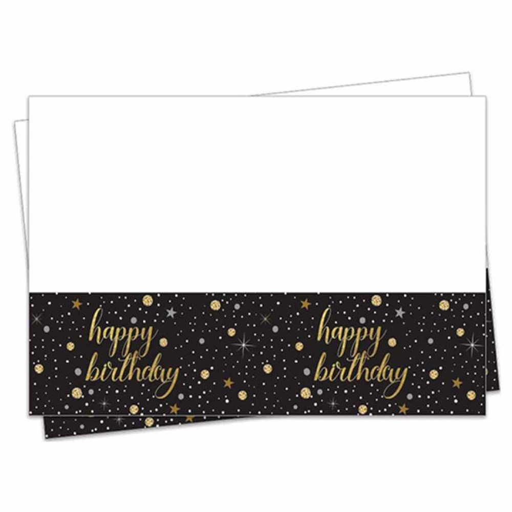 Siyah Happy Birthday Masa Örtüsü 120cmx180cm