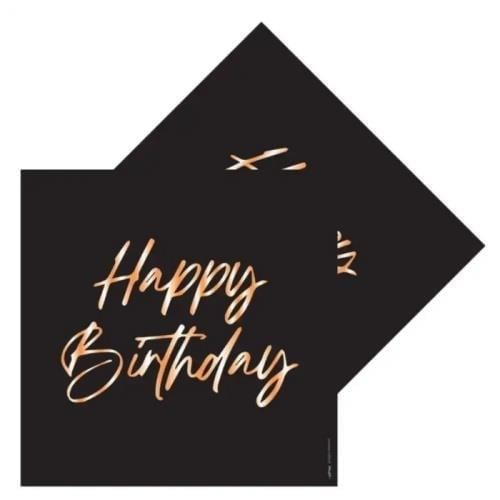 Siyah Happy Birthday Peçete