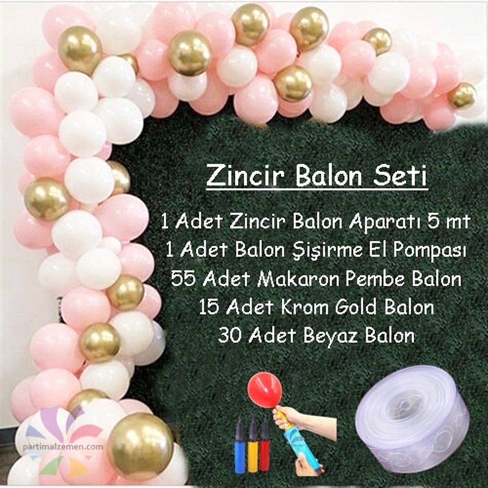 Zincir Balon Seti Pembe Beyaz