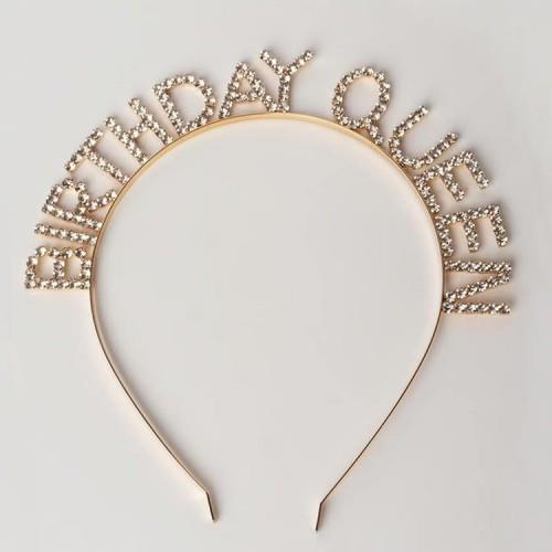 Birthday Qeen Metal Gold Taşlı Taç