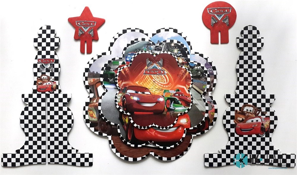 Cars Temalı Karton Cupcake Standı 3 katlı