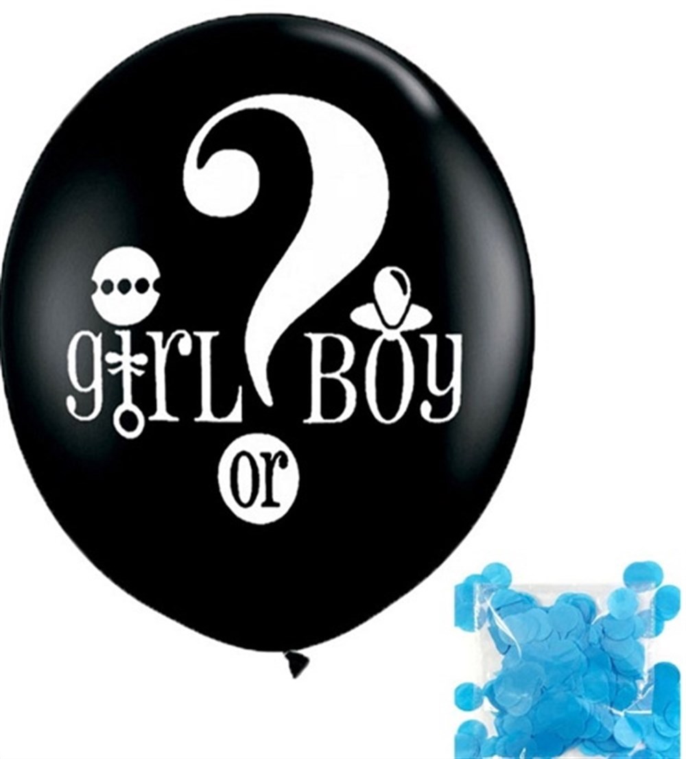 Cinsiyet Belirleme Balonu Mavi Konfetili Jumbo Boy