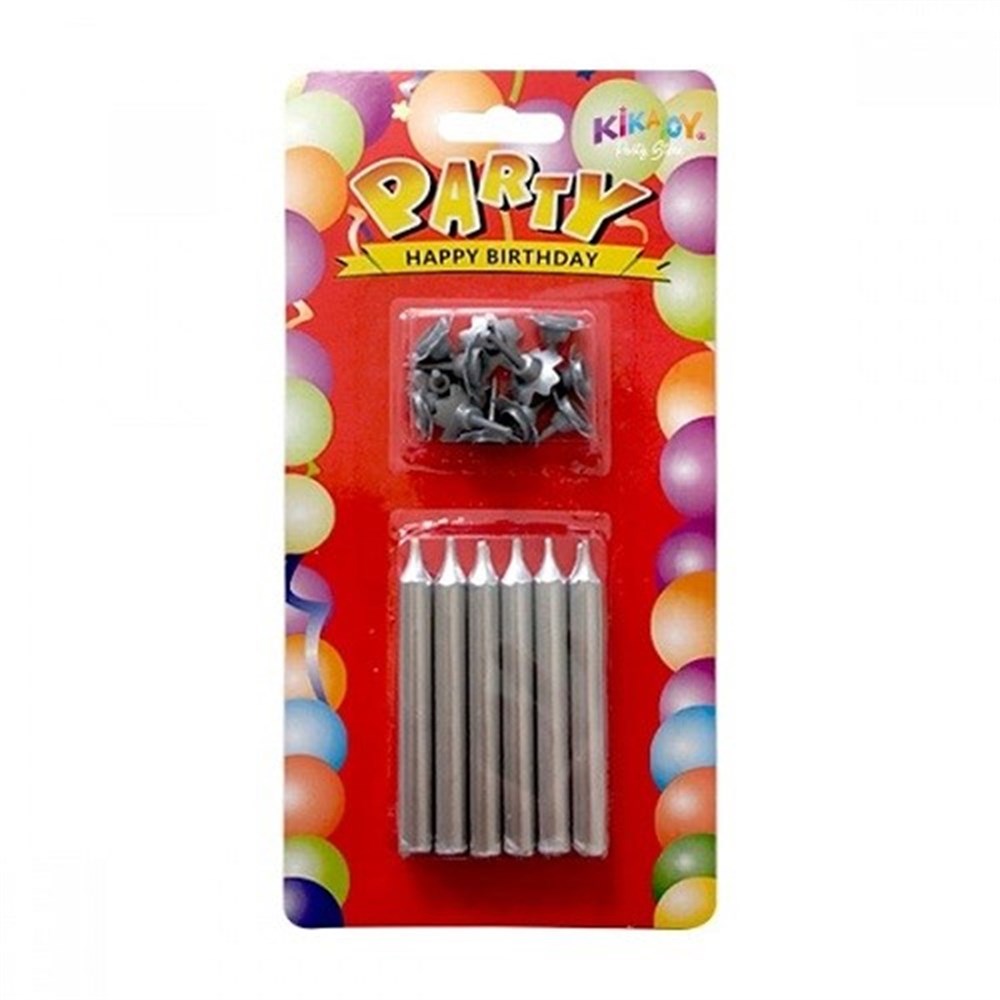 Çubuk Mum 7 cm Gümüş