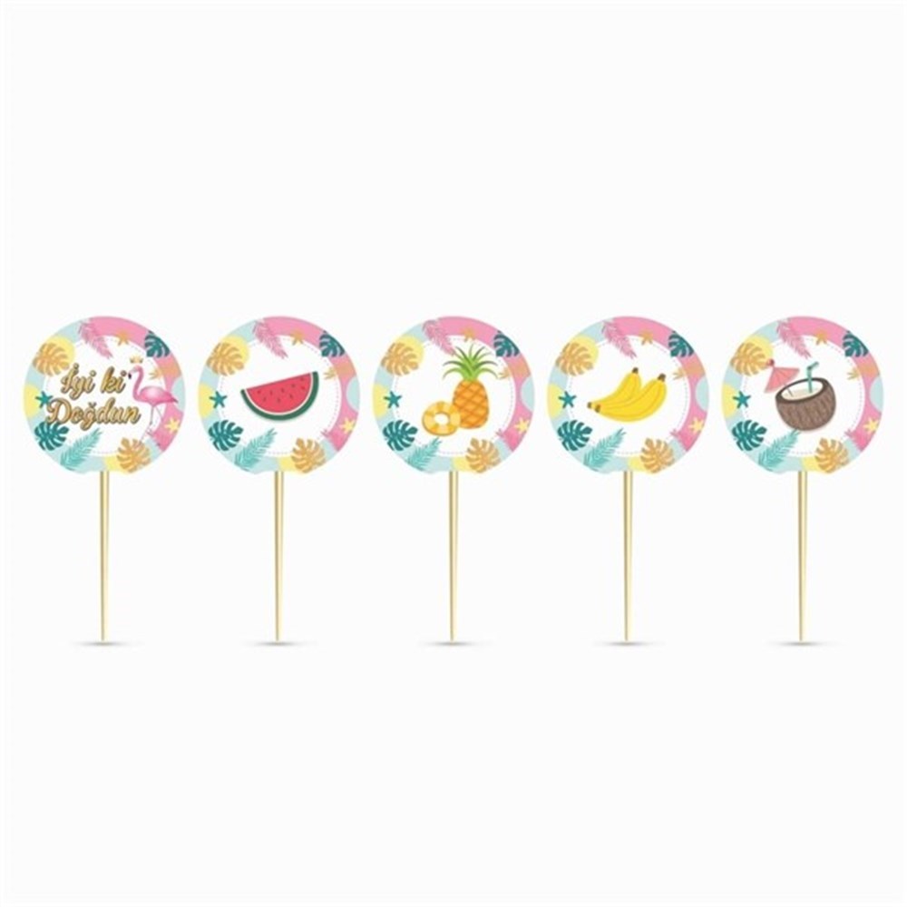 Flamingo Konsept Parti Cupcake Kürdan 20 li