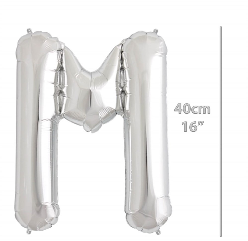 Folyo Balon Harf M Gümüş Balon 35 cm