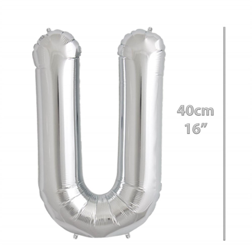 Folyo Balon Harf U Gümüş Balon 35 cm