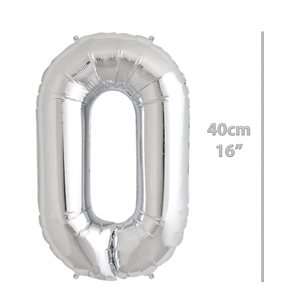 Folyo Balon Rakam 0 Gümüş Balon 35 cm